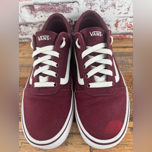 Vans Off The Wall Women’s Low Top Canvas Sneakers, US Size 9.5, Maroon and White - Picture 5 of 12